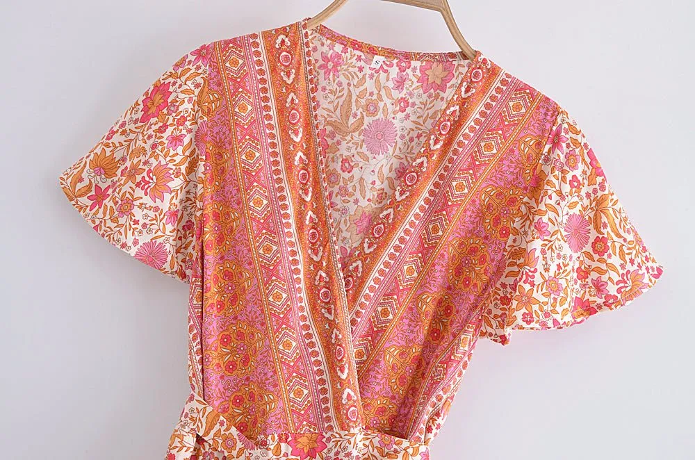 SOPHIA Bohemian Chic  Wrap Mini Dress