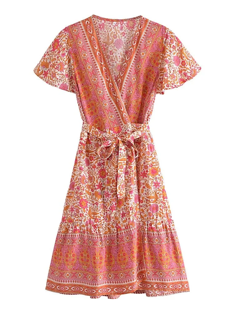 SOPHIA Bohemian Chic  Wrap Mini Dress
