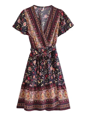 SOPHIA Bohemian Chic  Wrap Mini Dress