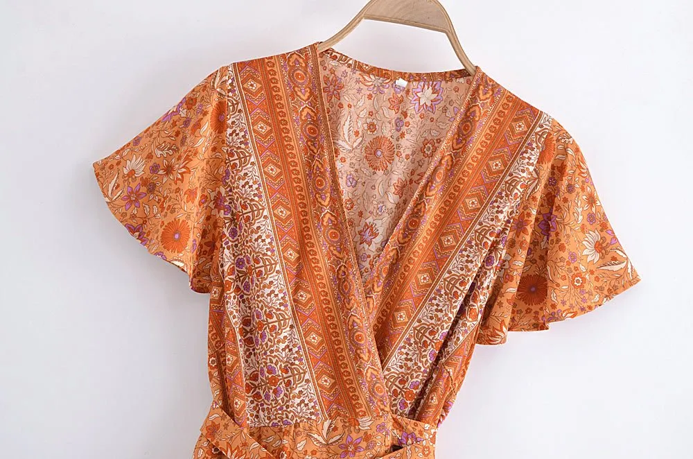SOPHIA Bohemian Chic  Wrap Mini Dress