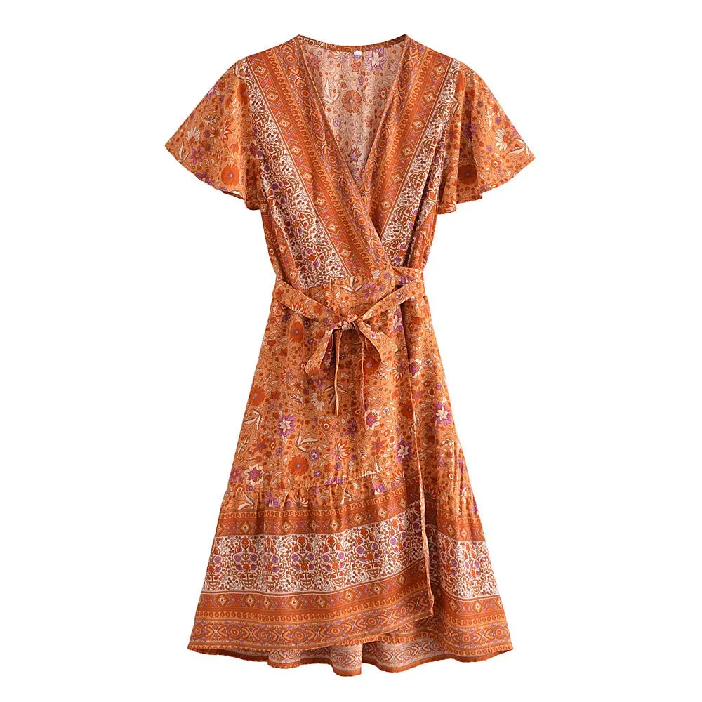 SOPHIA Bohemian Chic  Wrap Mini Dress