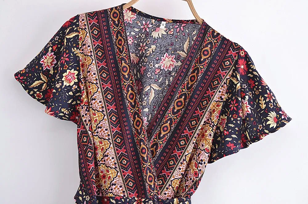 SOPHIA Bohemian Chic  Wrap Mini Dress