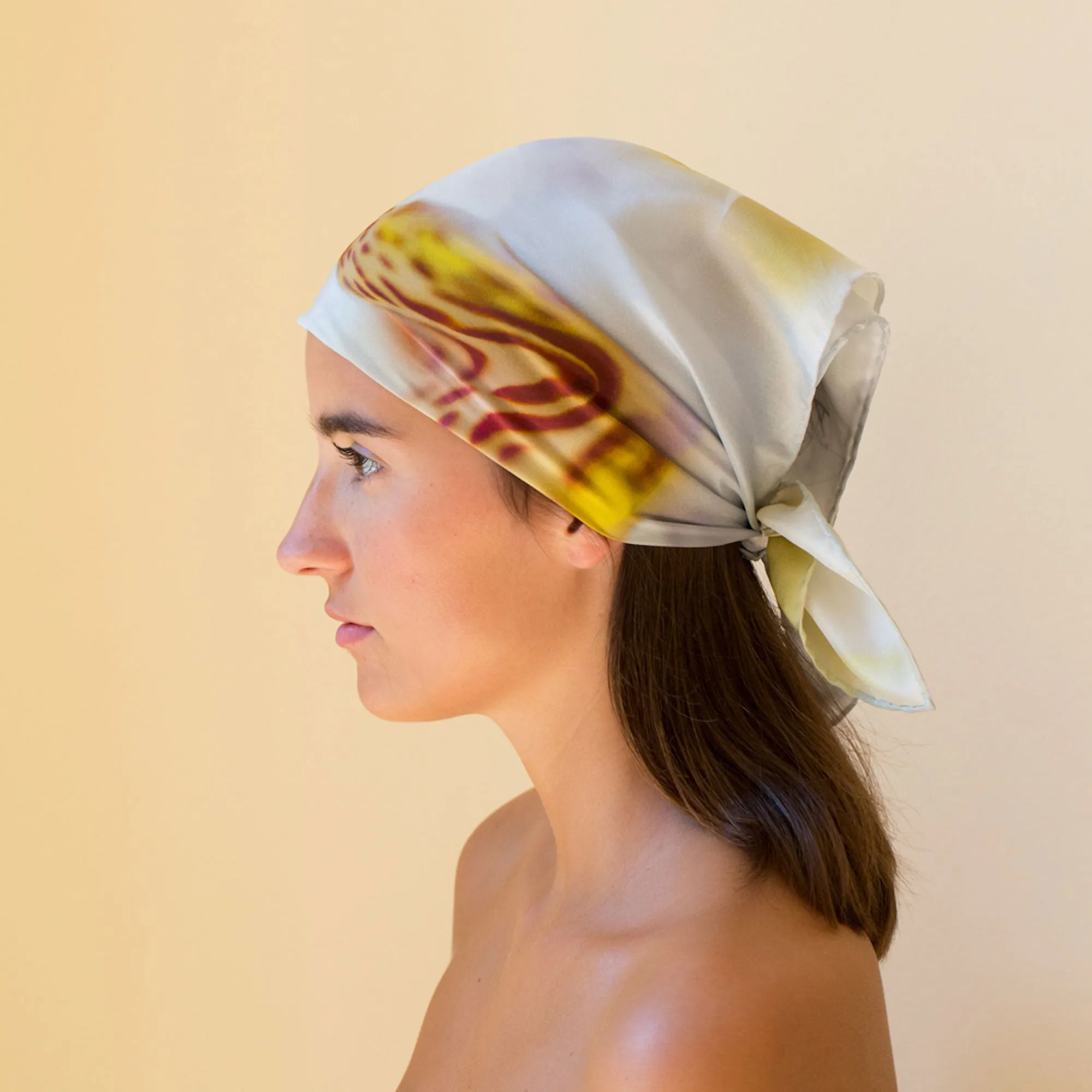 Special Edition White Orchid Silk headscarf