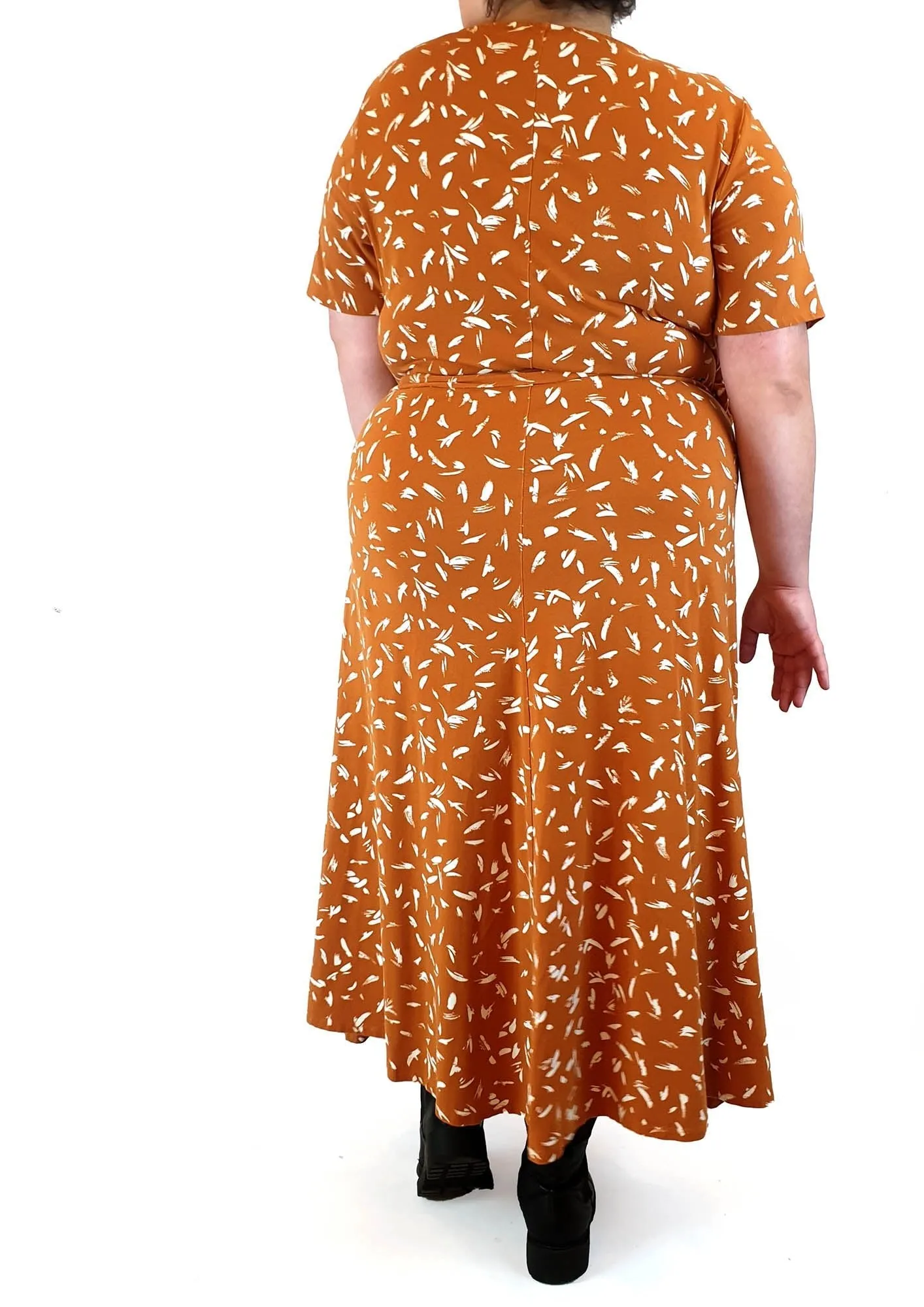 Sportscraft orange print wrap dress size 20