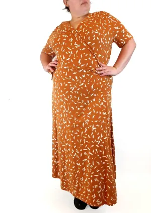 Sportscraft orange print wrap dress size 20