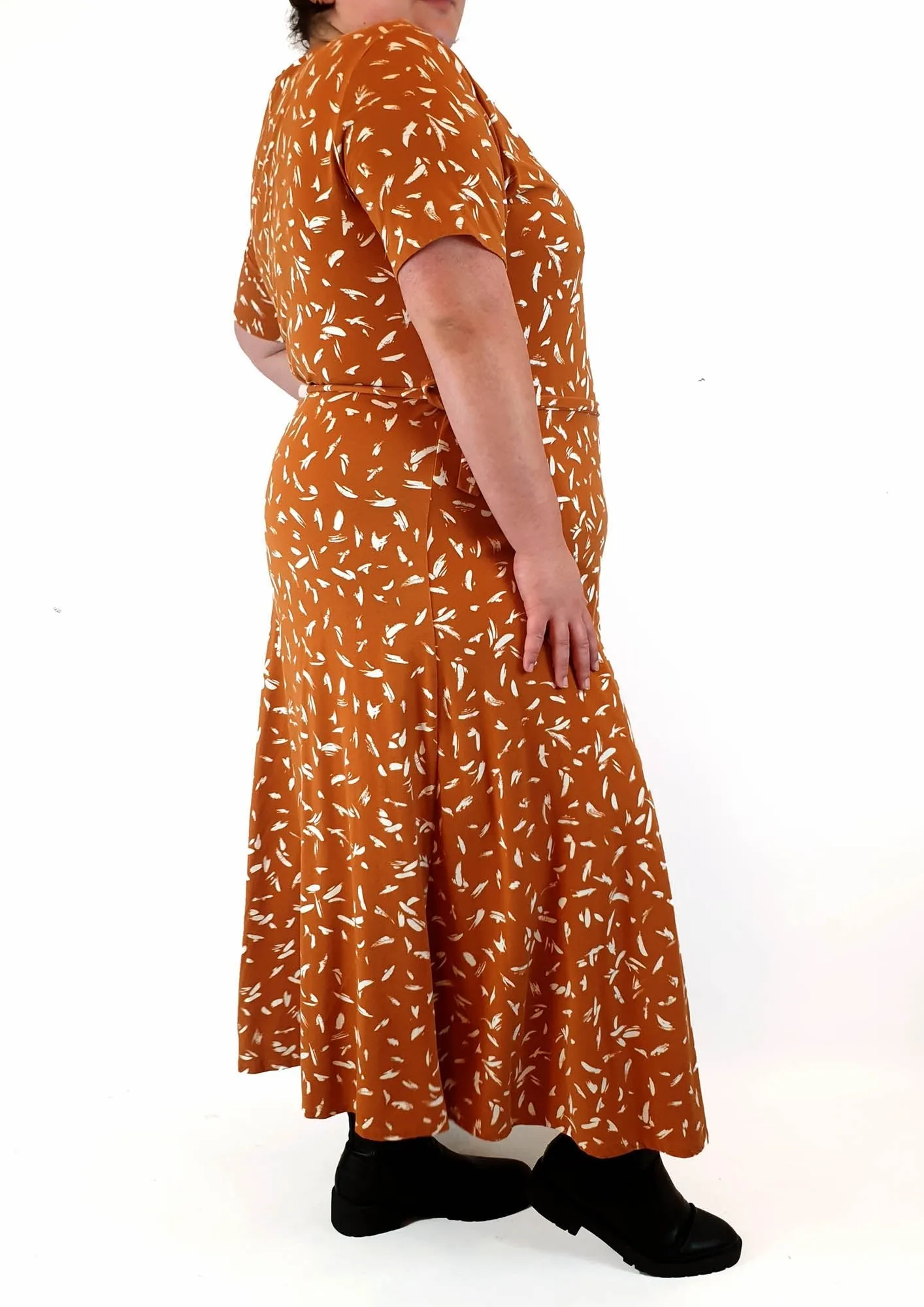 Sportscraft orange print wrap dress size 20