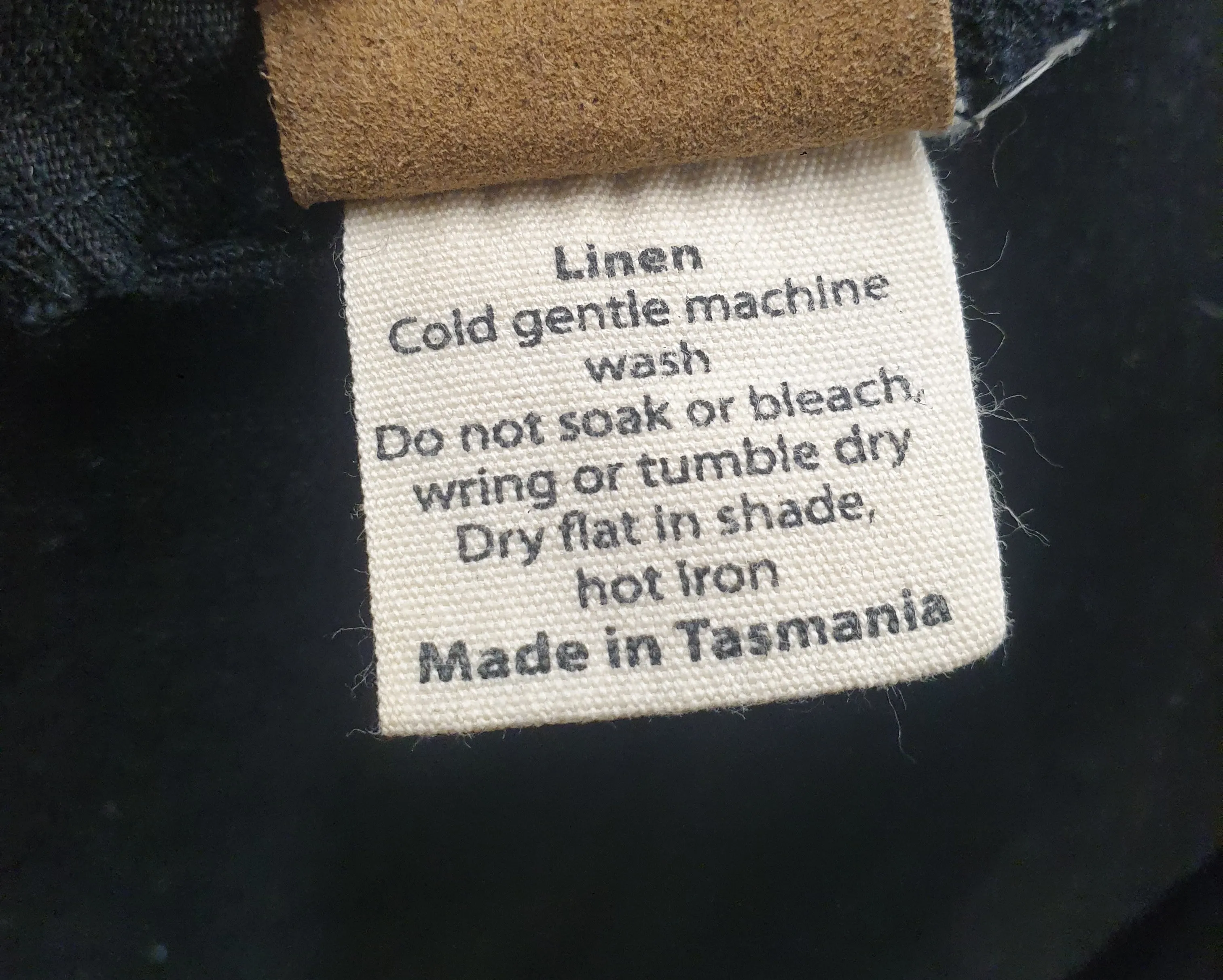Spotted Squall black 100% linen dress size L/XL (Made in Tasmania)