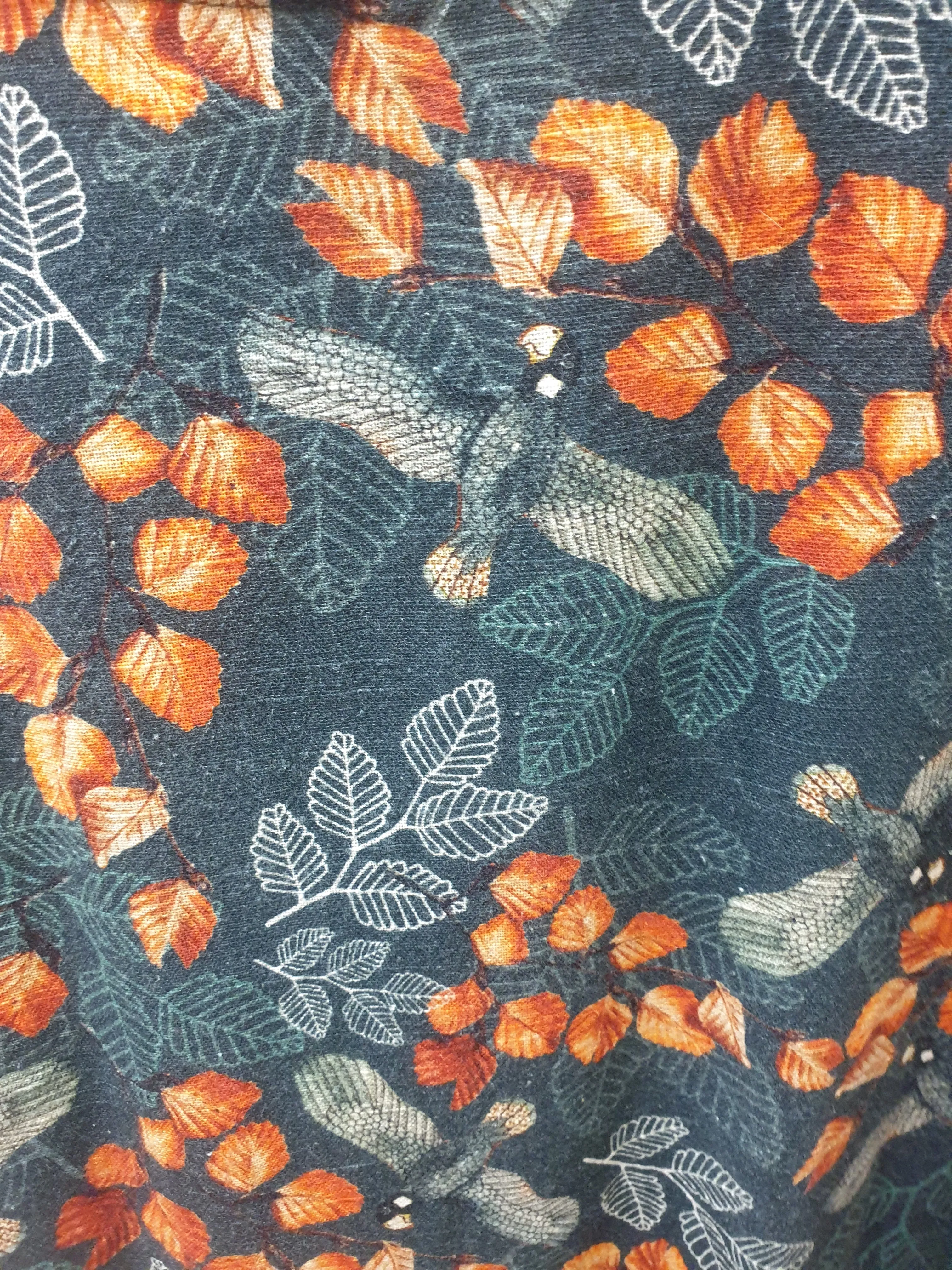 Spotted Squall green dress linen-hemp mix dress with autumnal print size XXL