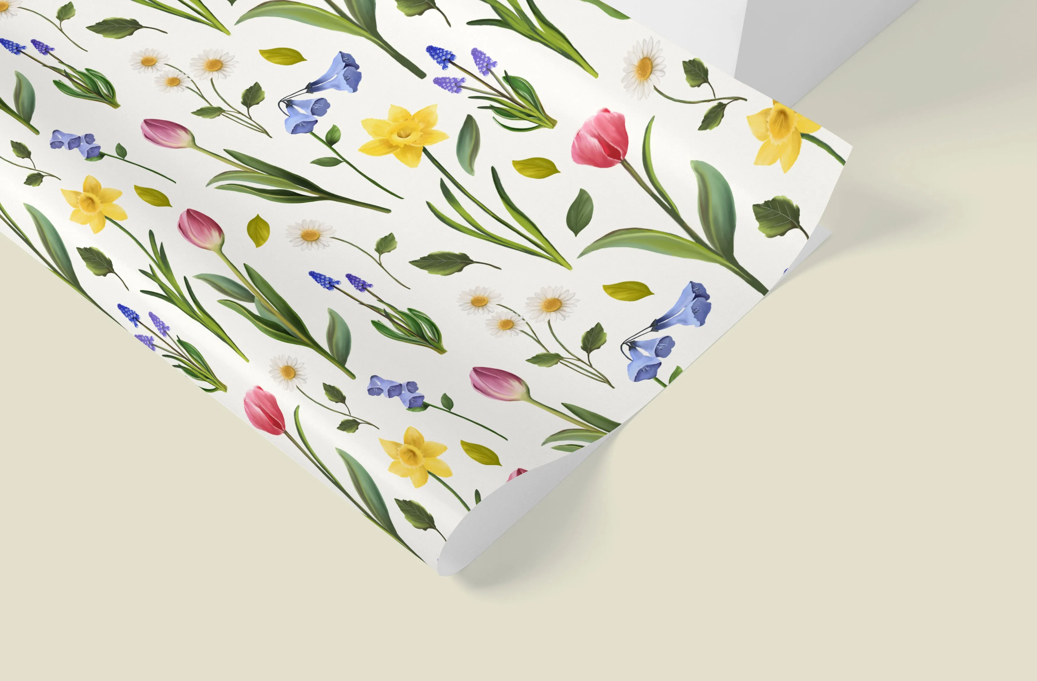 Springtime Florals Wrapping Paper - 5 Sheets