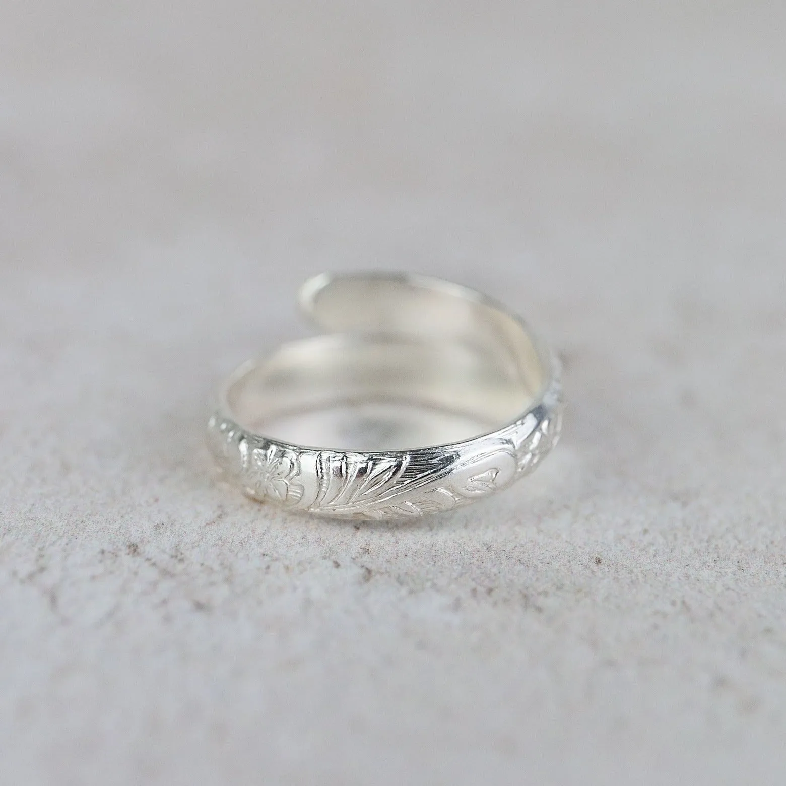 Sterling Silver Floral Wrap Around Thumb Ring