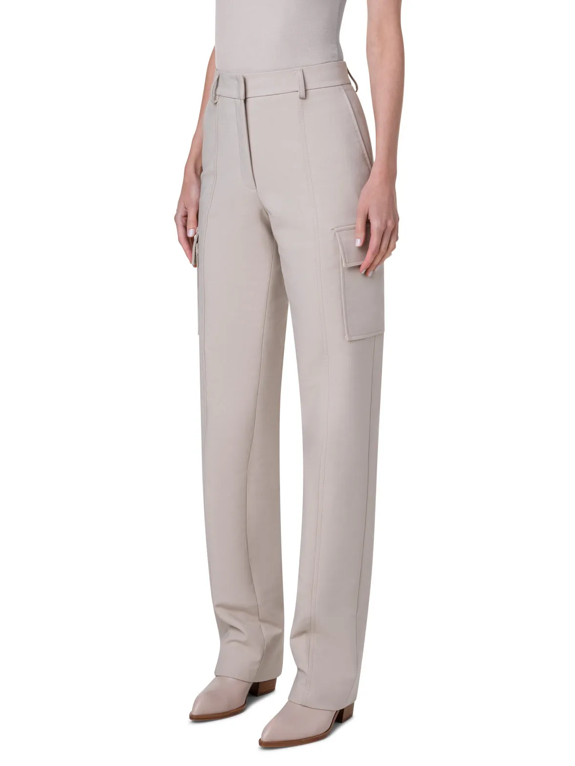 Straight Cotton Double-Face Cargo Pants