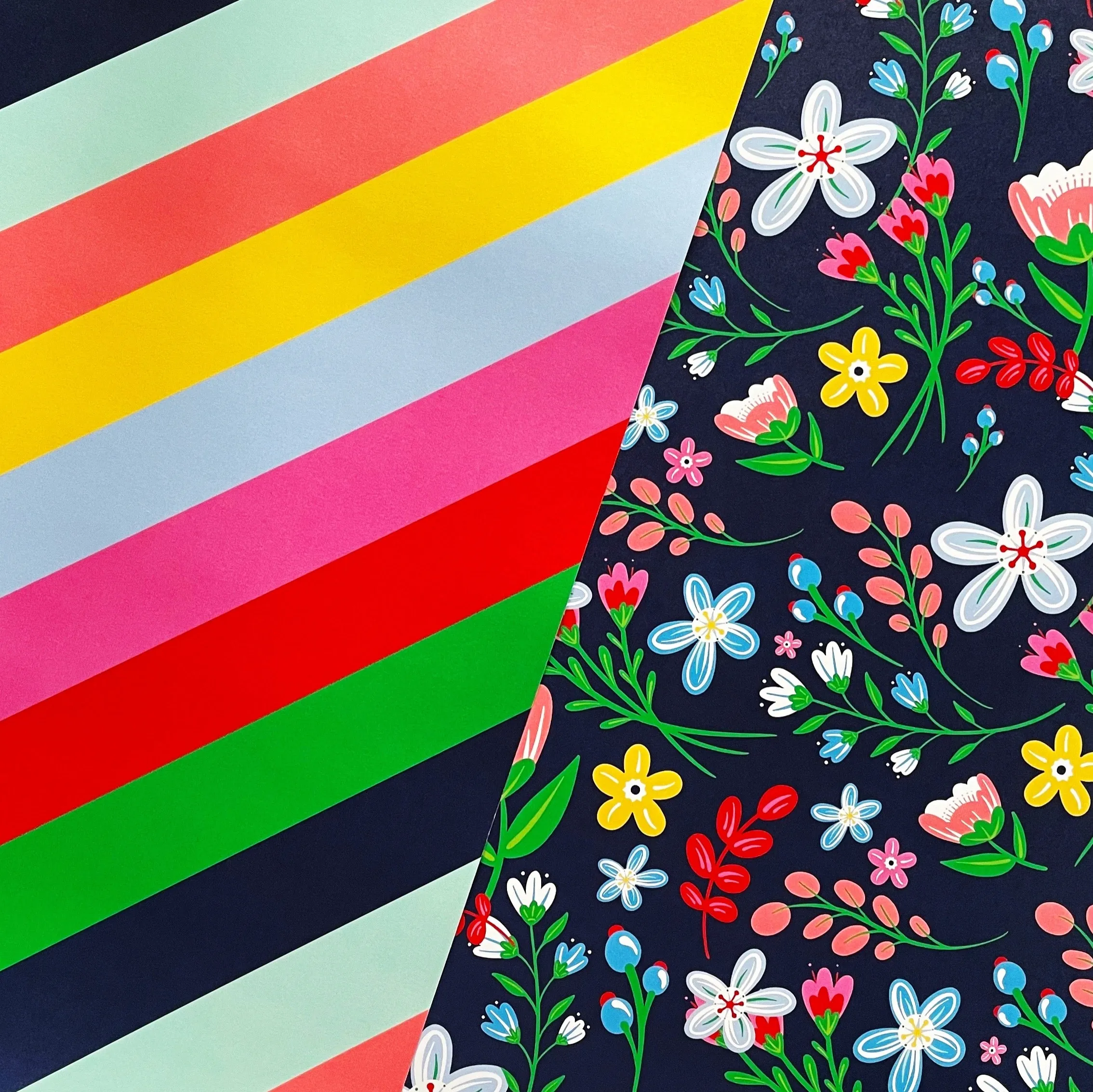 Stripes   Floral Gift Wrap Sheets