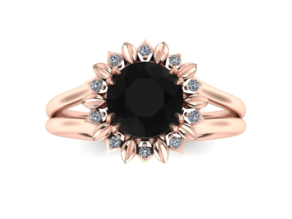 Sunflower Wedding Ring Set