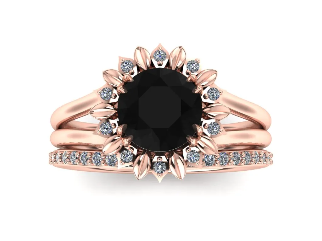 Sunflower Wedding Ring Set