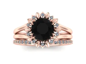 Sunflower Wedding Ring Set