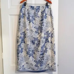 💙Talbots💙 - Blue/White Floral Linen Blend Maxi Wrap Skirt
