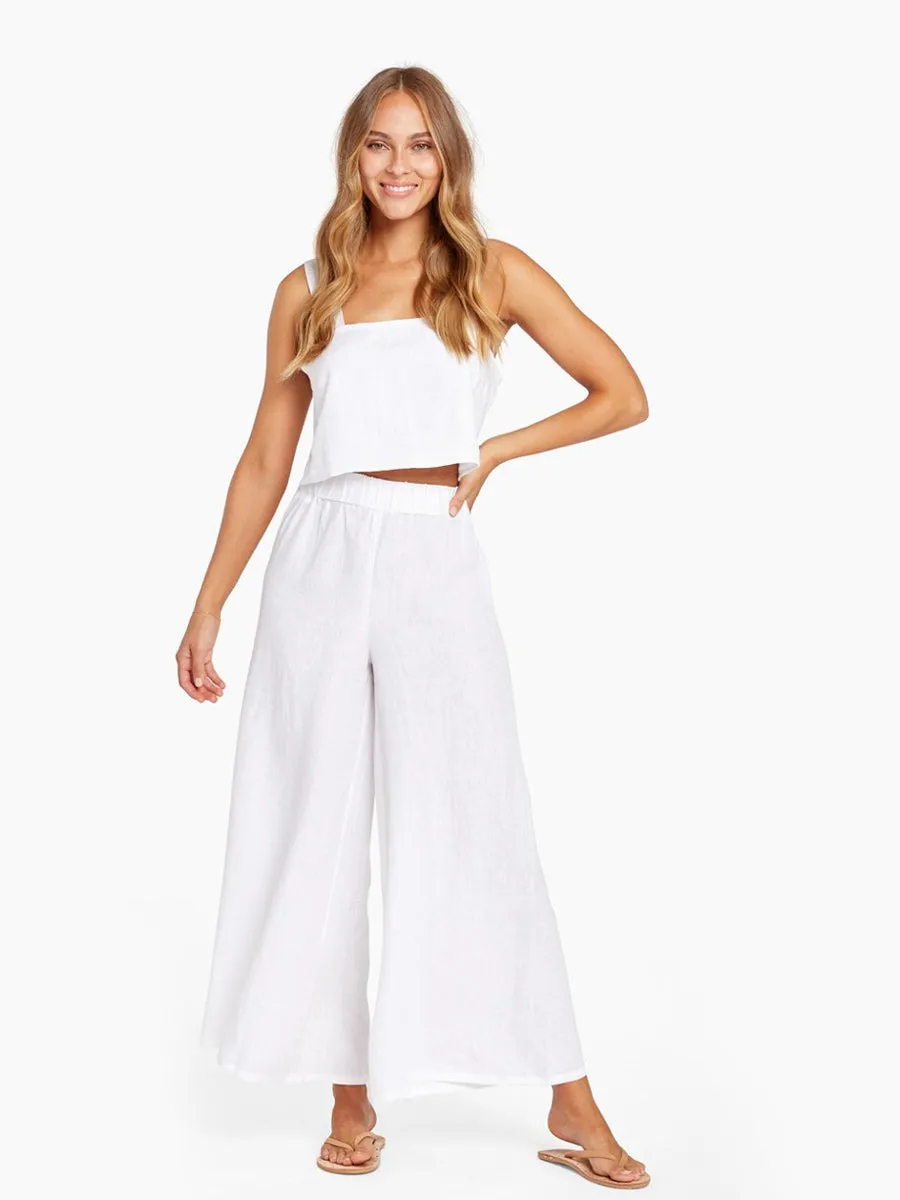 Tallows Wide Leg Pant in White EcoLinen