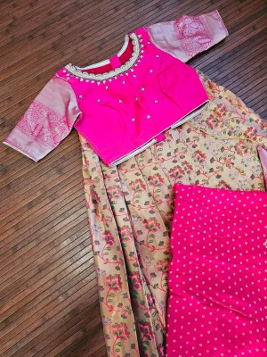 Teen/Adult Small - Semi Kanchi Tissue Floral Lehanga Set