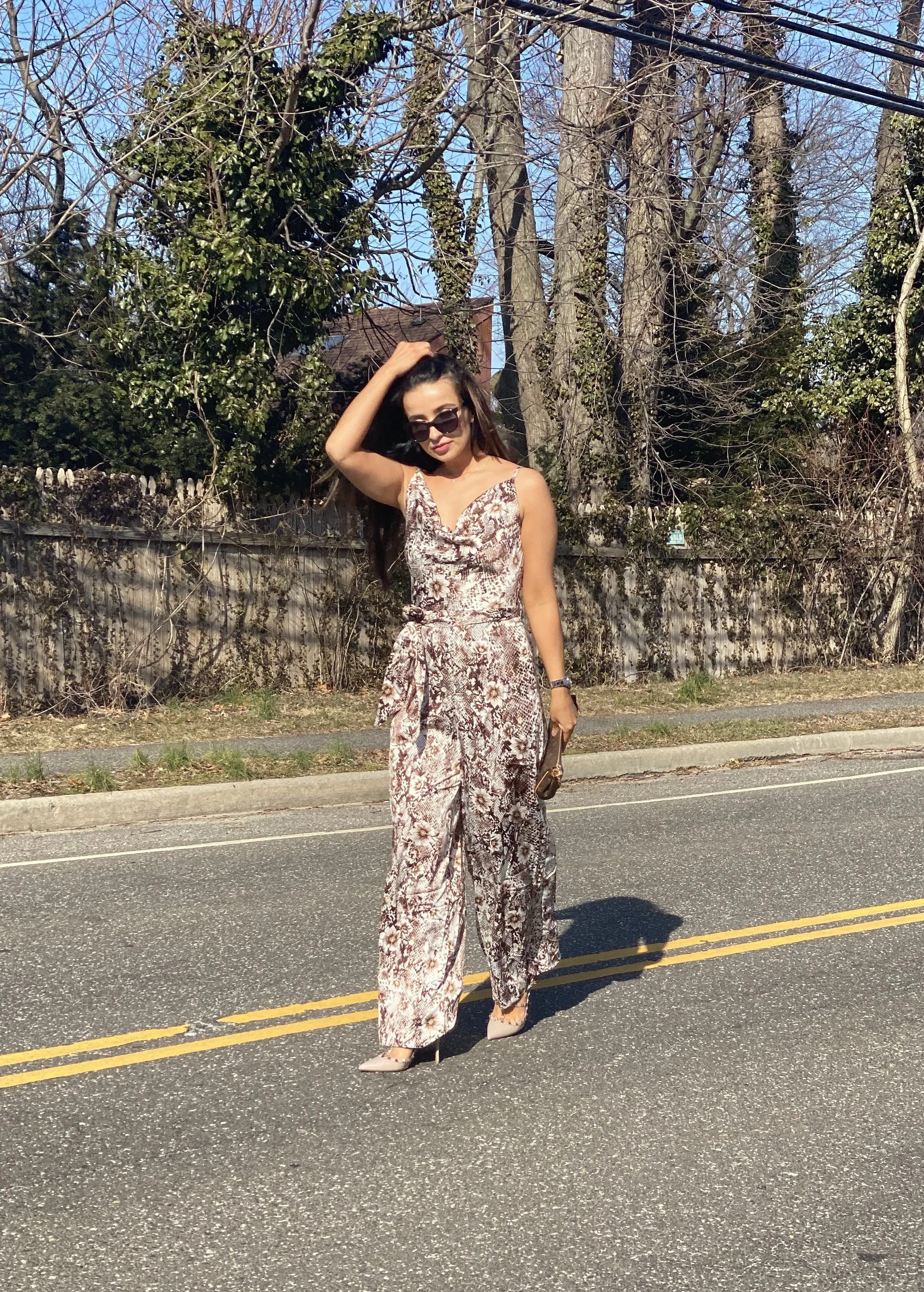 TERRY WIDE LEG JUMPSUIT (BROWN)