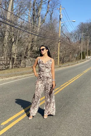 TERRY WIDE LEG JUMPSUIT (BROWN)