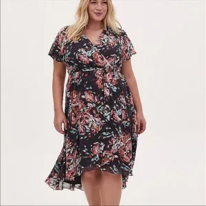 Torrid Faux Wrap Floral Print Dress Size 00