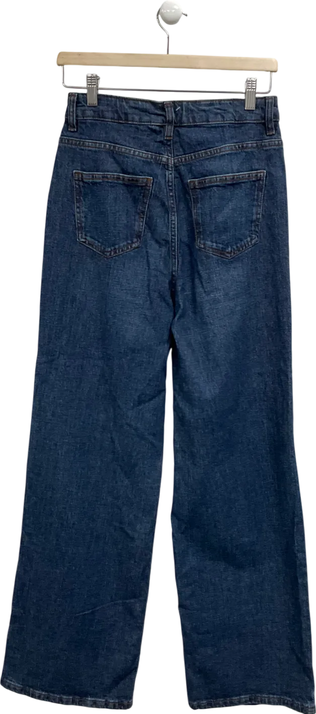 TU Sainsburys Blue Dark Wash Wide Leg Jeans - Long Length UK 8