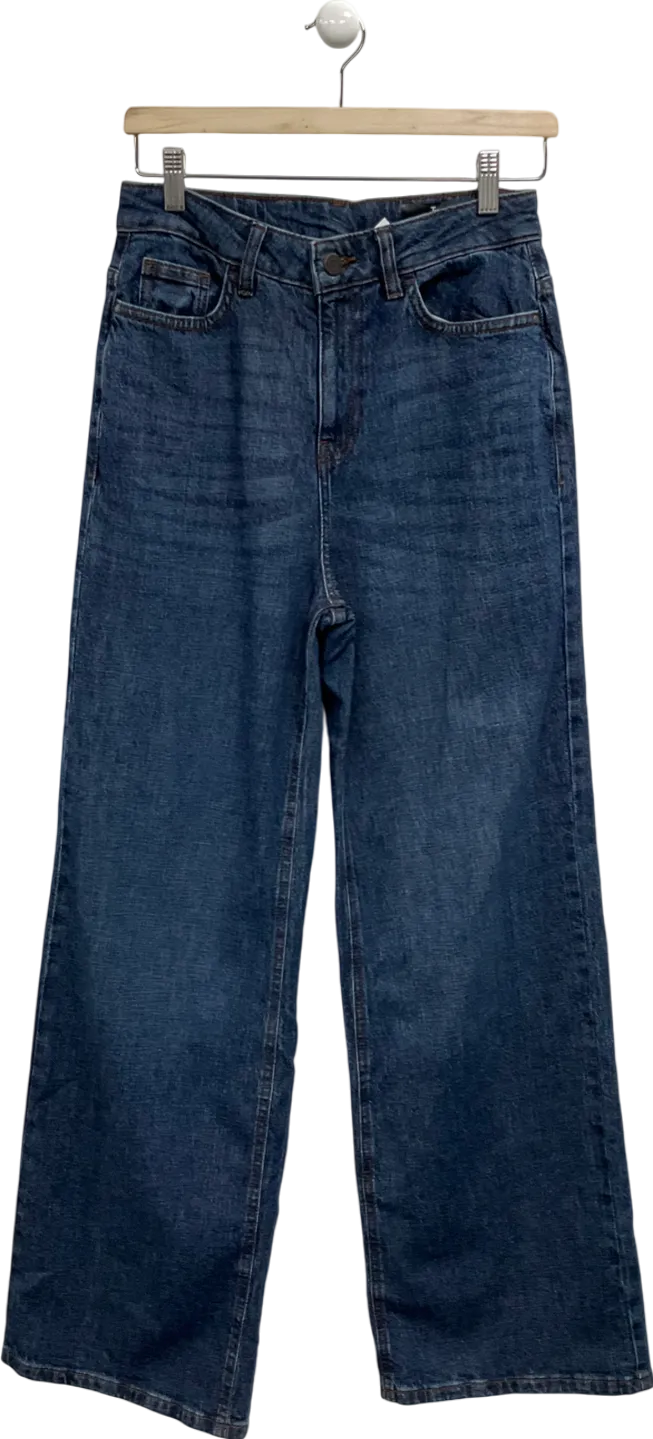 TU Sainsburys Blue Dark Wash Wide Leg Jeans - Long Length UK 8