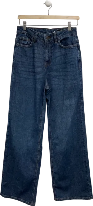 TU Sainsburys Blue Dark Wash Wide Leg Jeans - Long Length UK 8