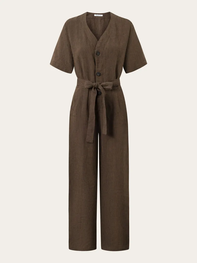 V-Neck linen Jumpsuit in cub