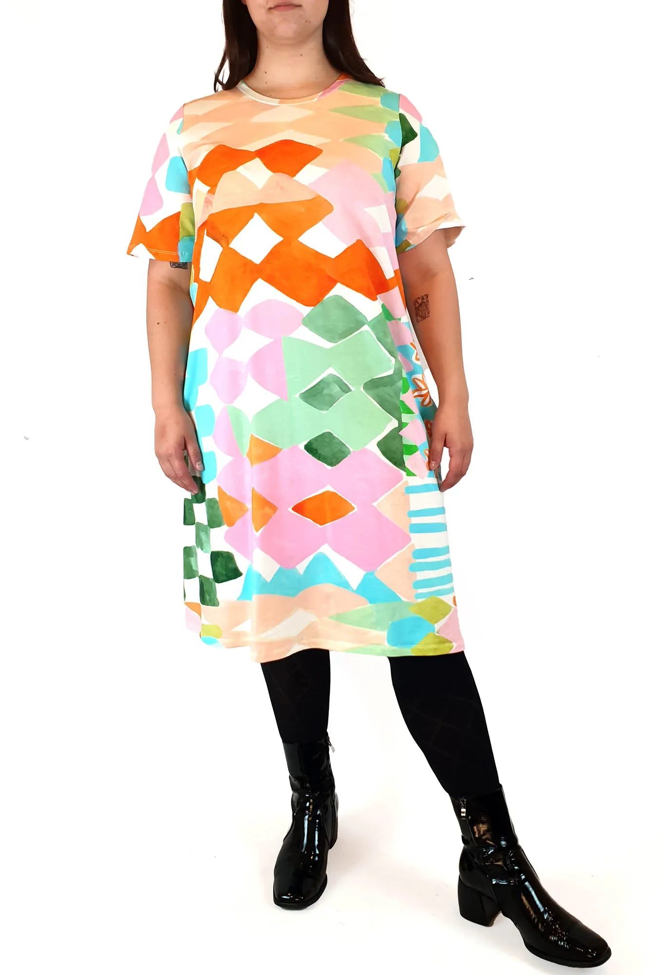 Variety Hour colourful tee shirt dress size L