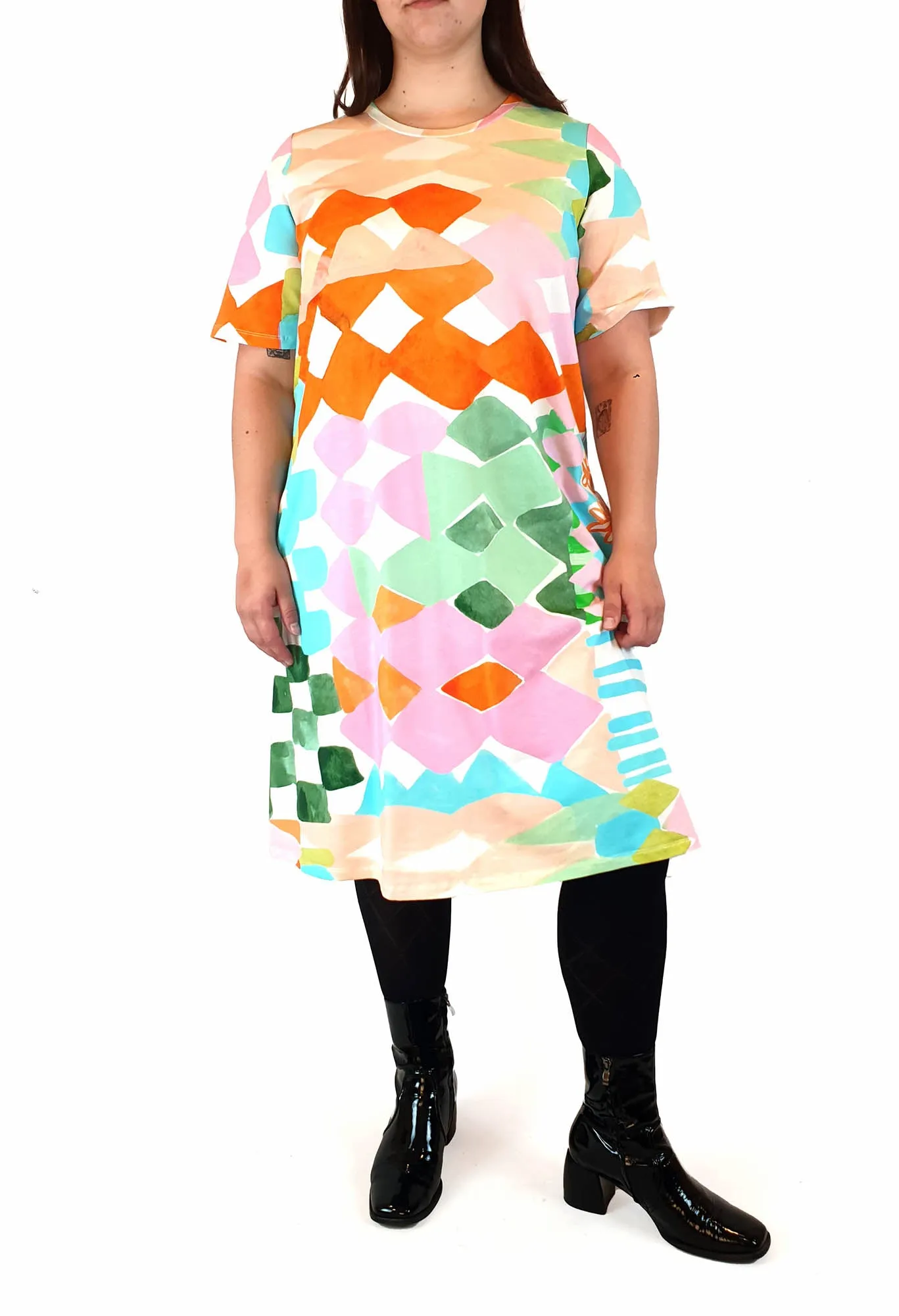 Variety Hour colourful tee shirt dress size L