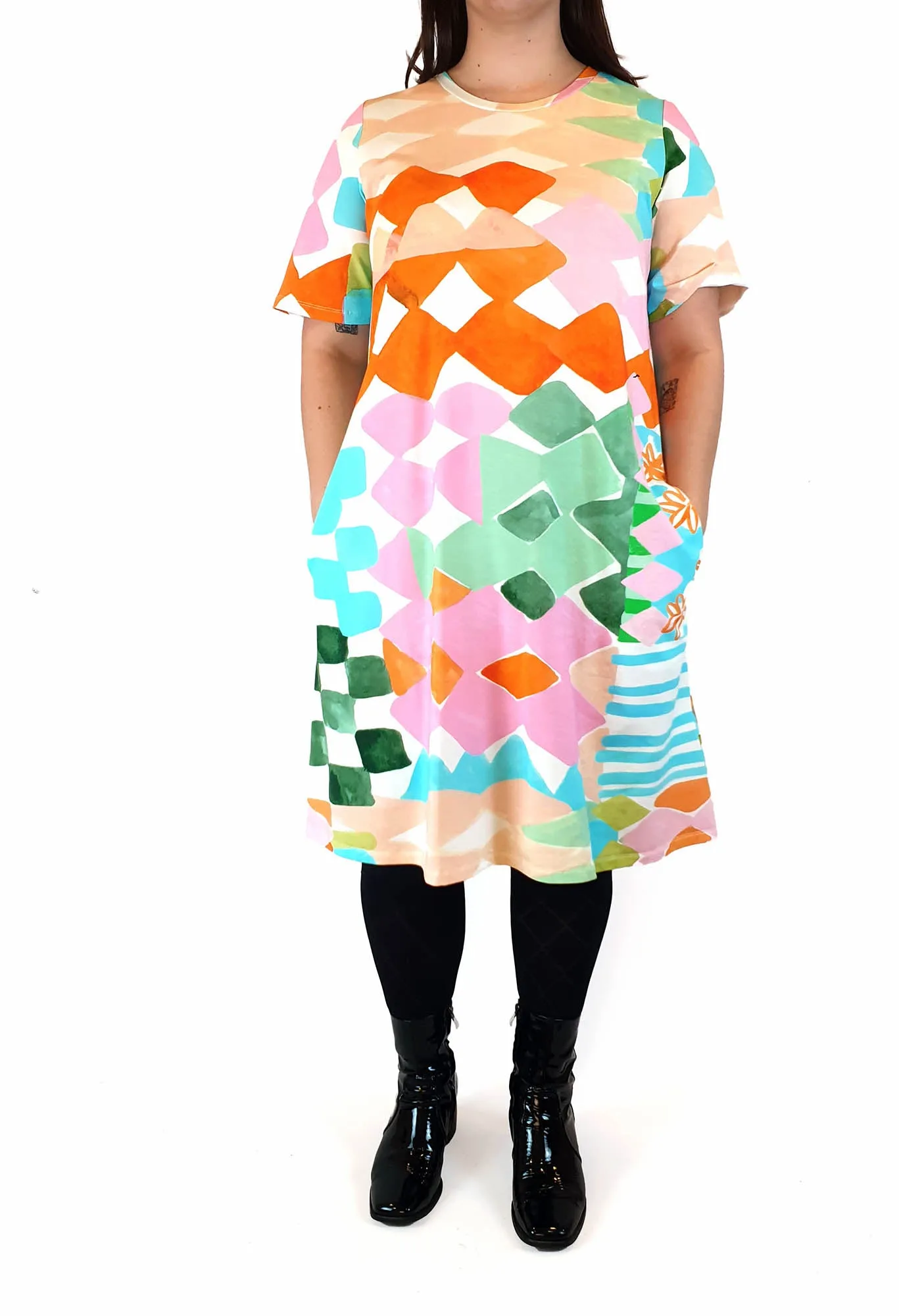 Variety Hour colourful tee shirt dress size L