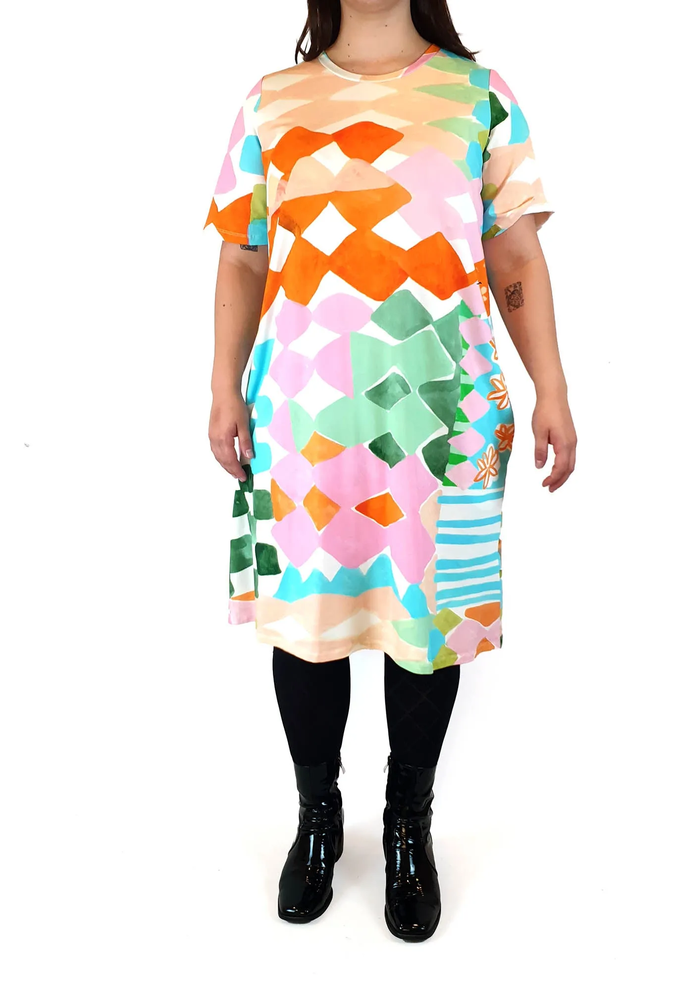 Variety Hour colourful tee shirt dress size L
