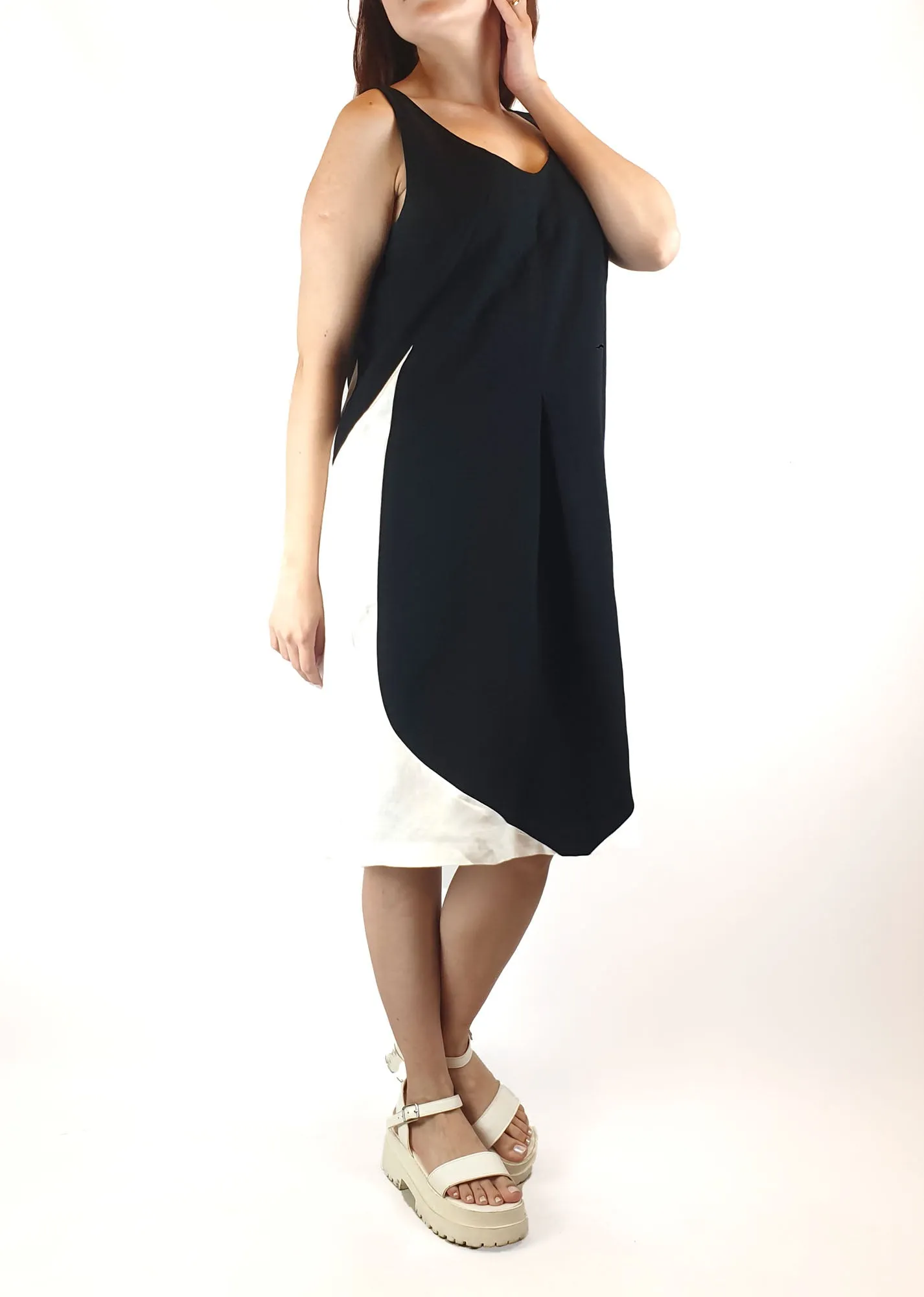 Veronica Maine black and white sleeveless dress size 10