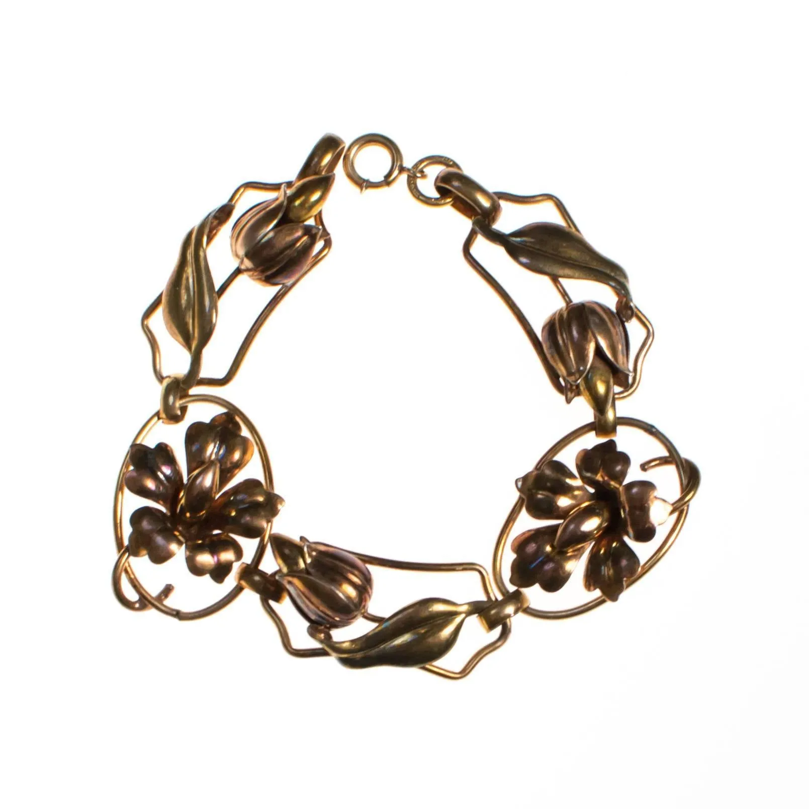 Vintage Art Nouveau Floral Link Bracelet