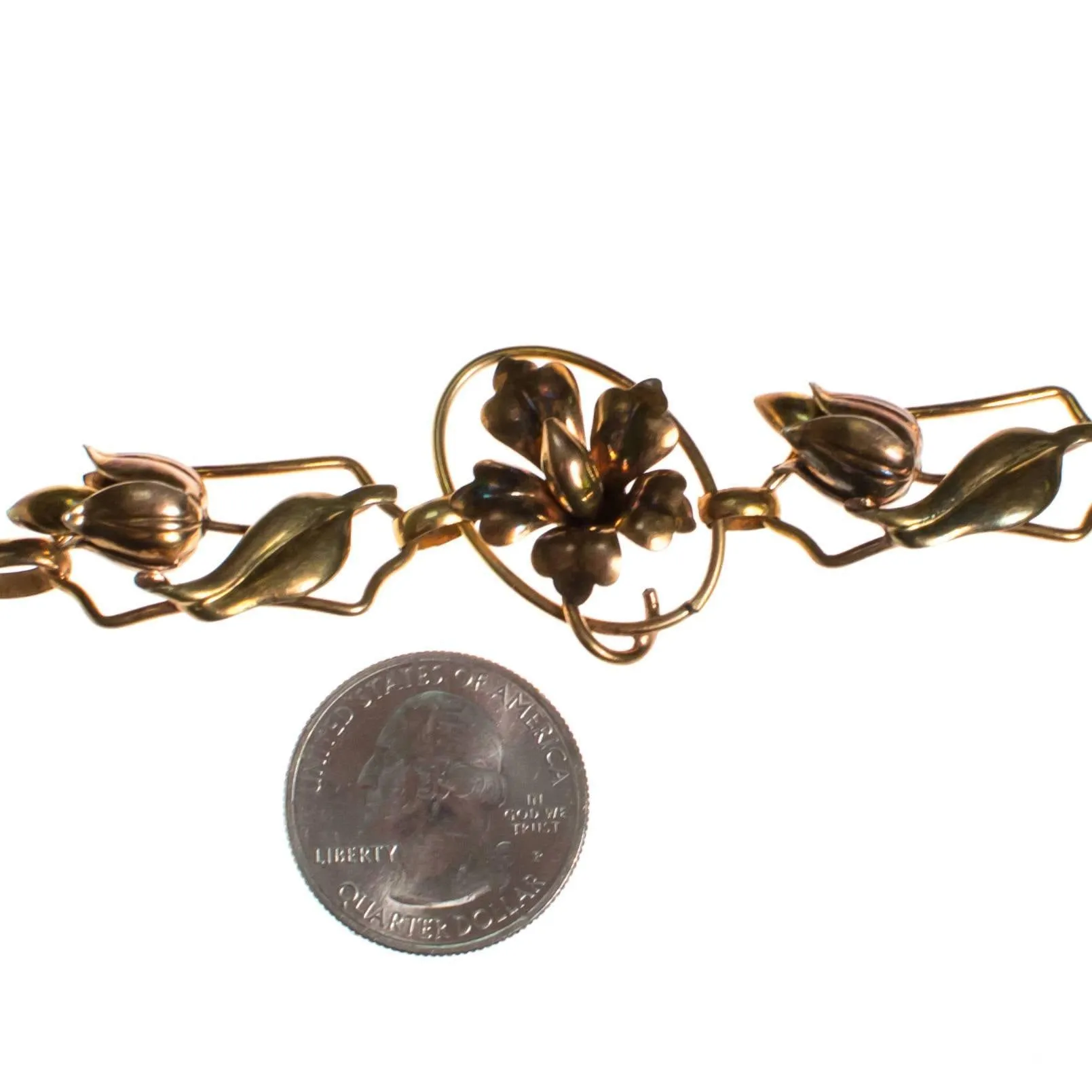 Vintage Art Nouveau Floral Link Bracelet