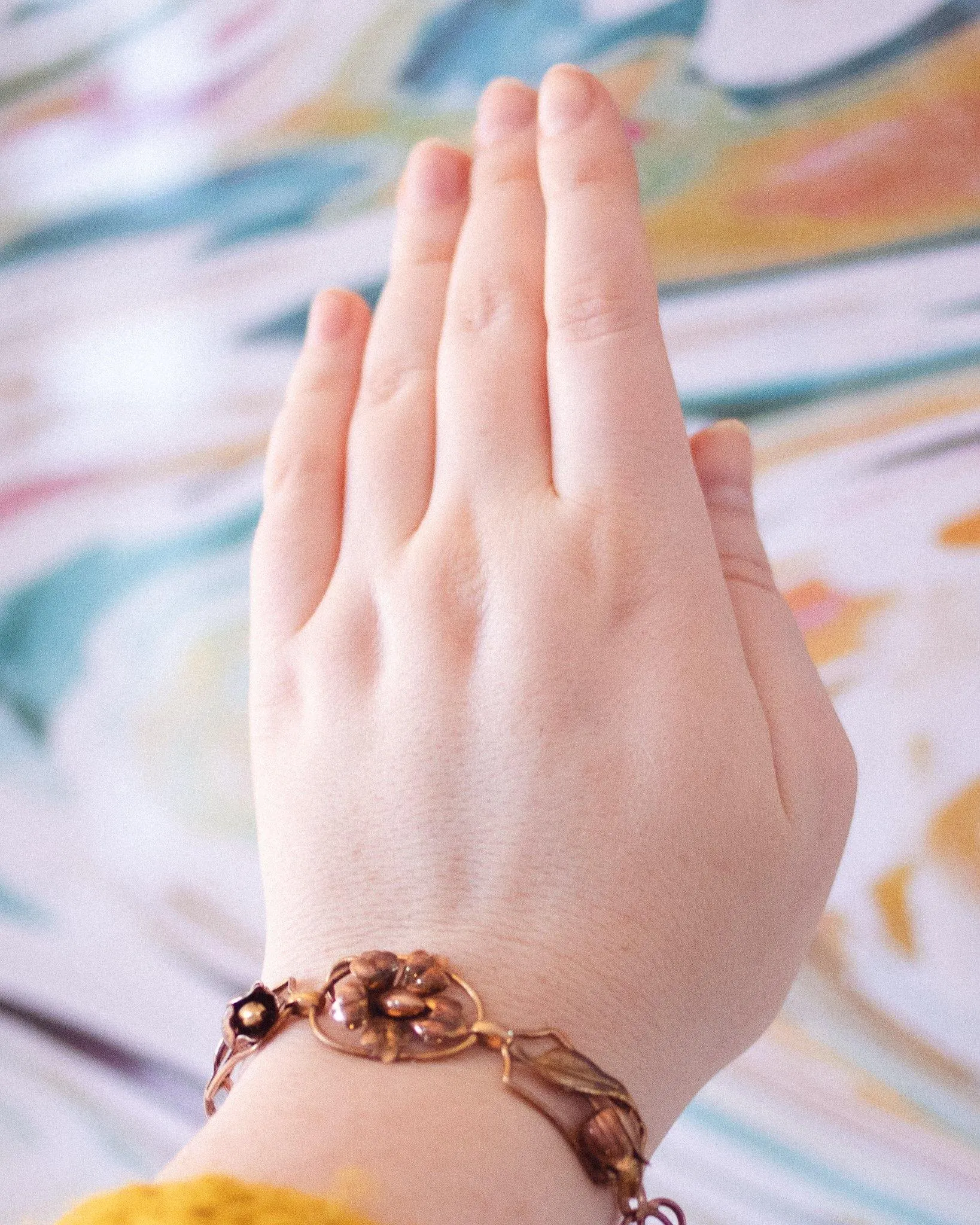 Vintage Art Nouveau Floral Link Bracelet