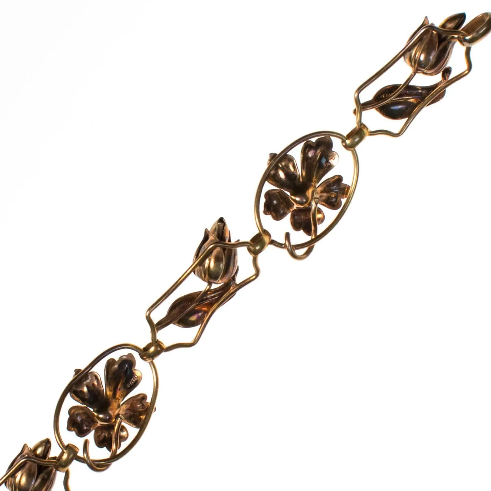 Vintage Art Nouveau Floral Link Bracelet