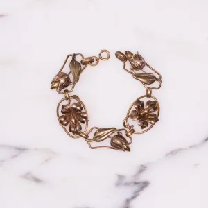Vintage Art Nouveau Floral Link Bracelet