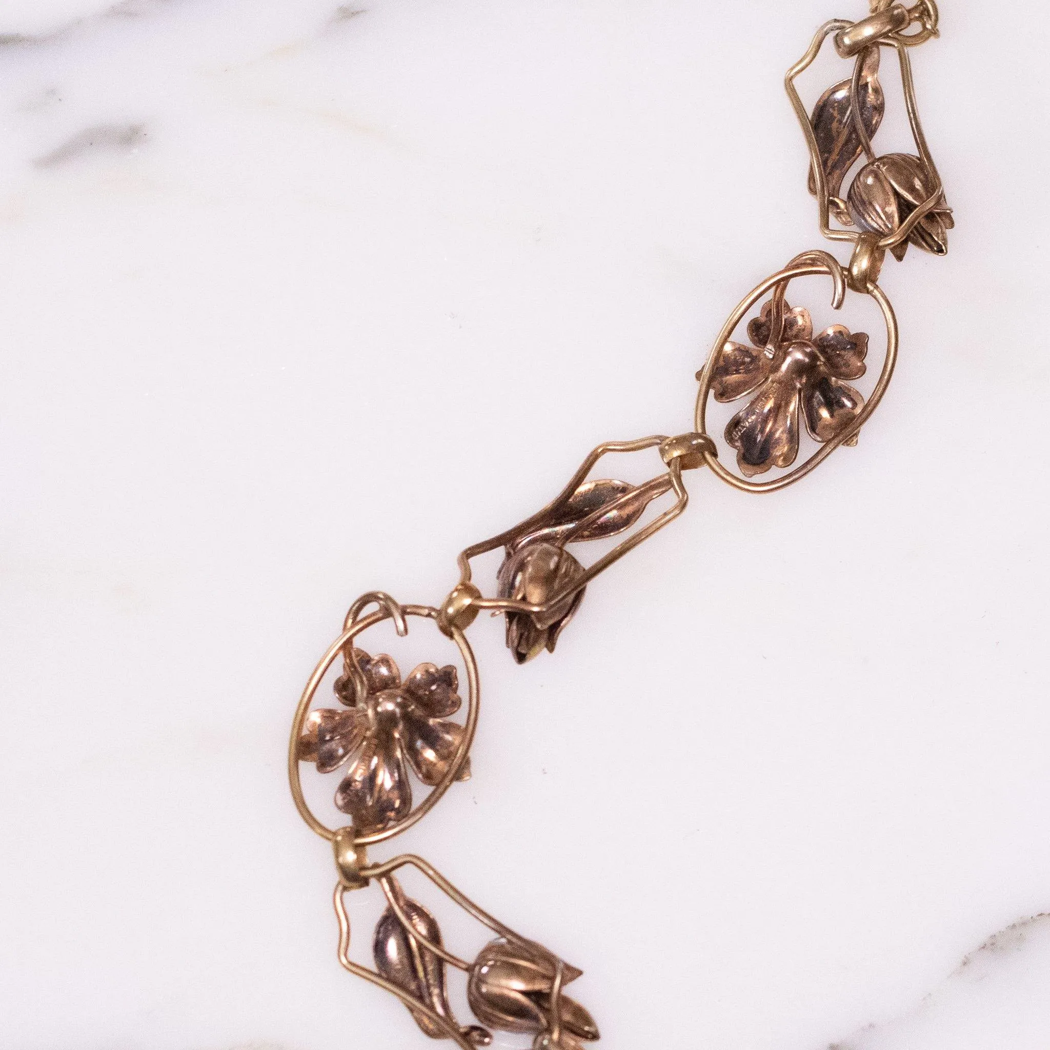 Vintage Art Nouveau Floral Link Bracelet