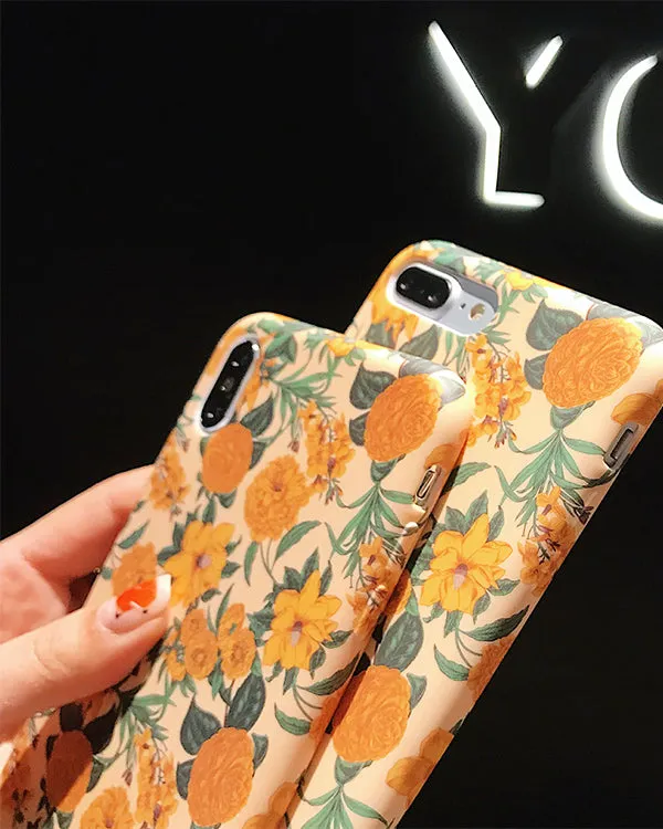 Vintage Yellow Floral Iphone Case