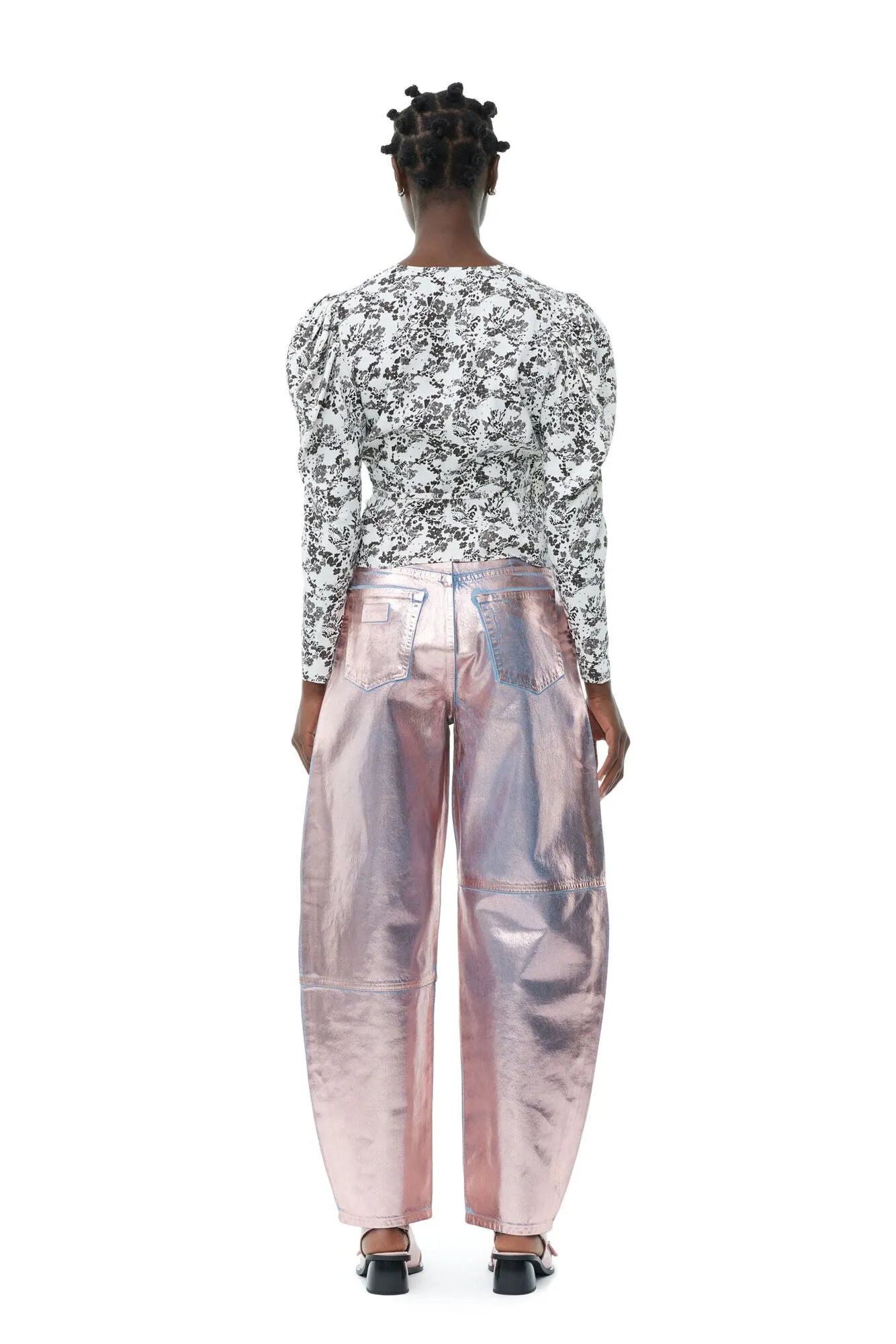 Viscose Twill Wrap Blouse | Egret Print