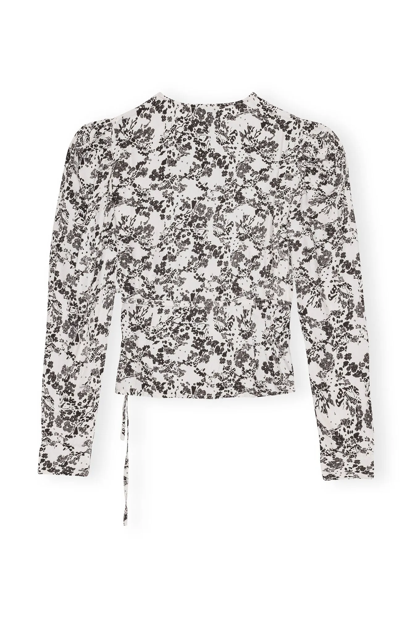 Viscose Twill Wrap Blouse | Egret Print