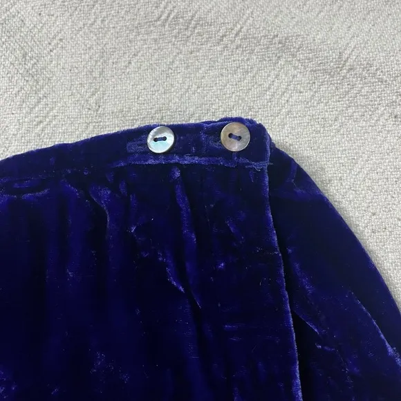VTG Ultraviolet Blue Velvet Fairy Floral Embroidery Whimsy Midi Wrap Skirt M/L