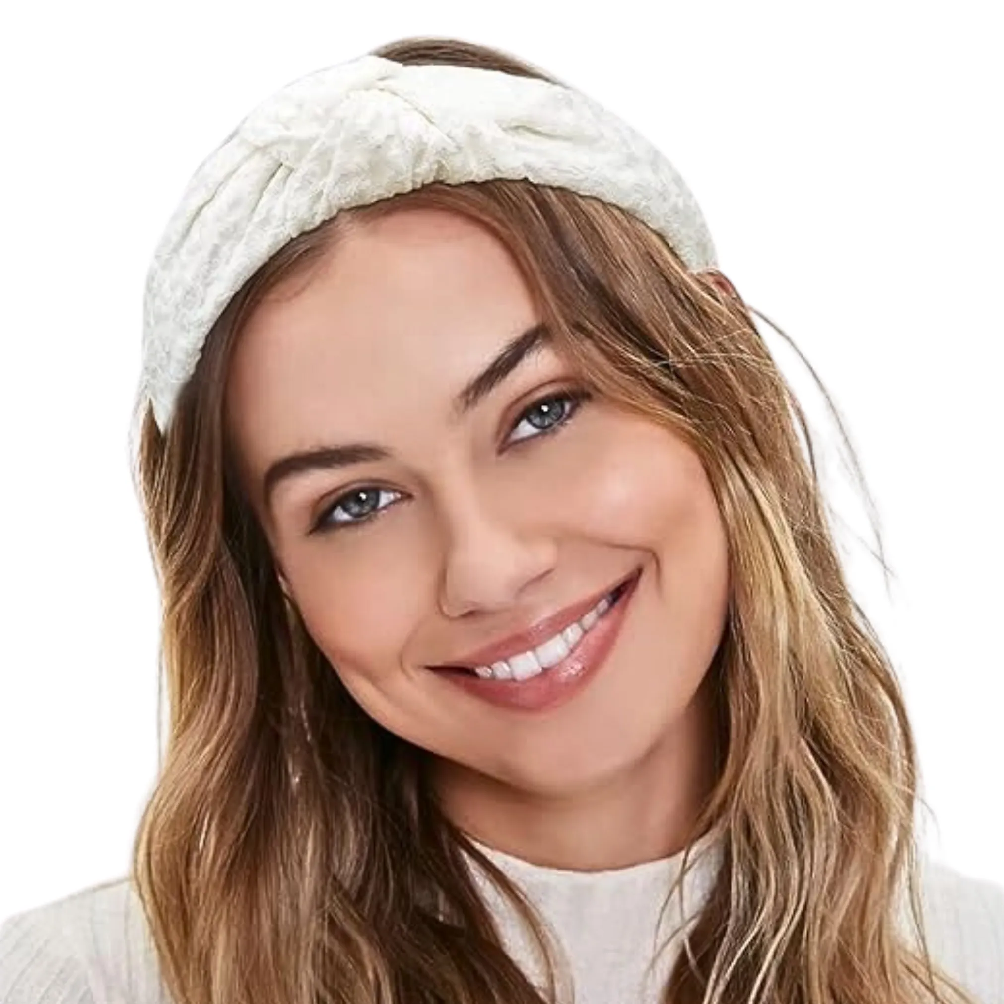 White Floral Top Knot Headband