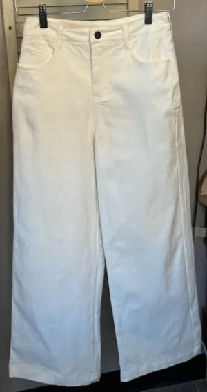 White- High Waisted, Wide Leg Pants