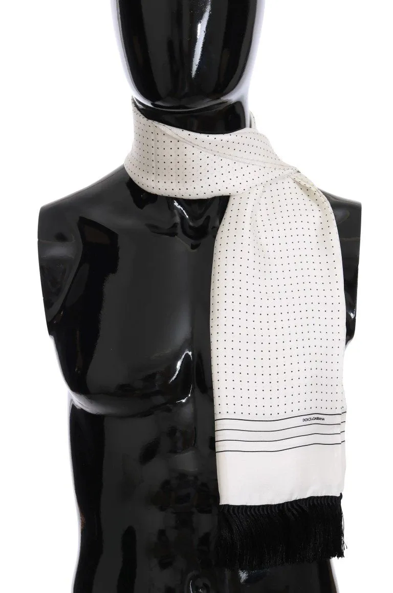 White Silk Polka Dot Scarf