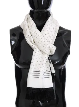 White Silk Polka Dot Scarf