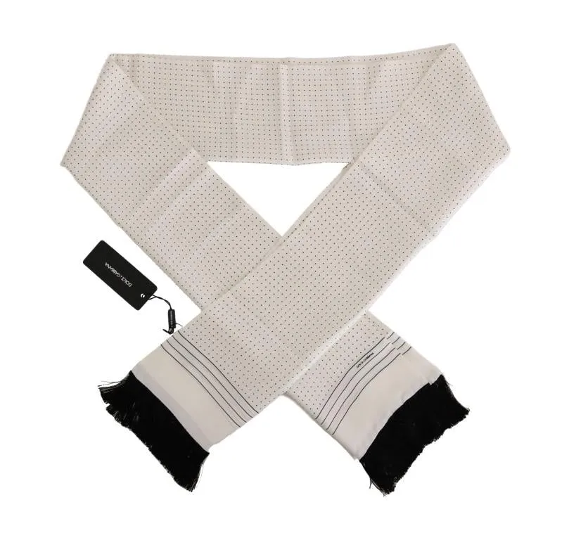 White Silk Polka Dot Scarf