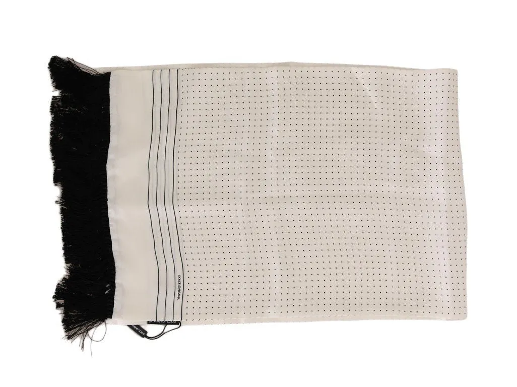 White Silk Polka Dot Scarf